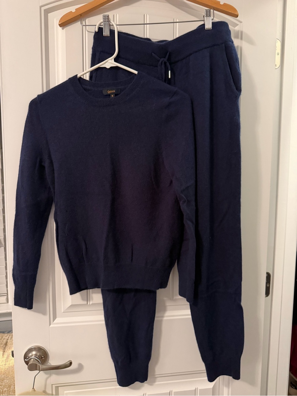 Quince Navy Knit sweater and jogger set